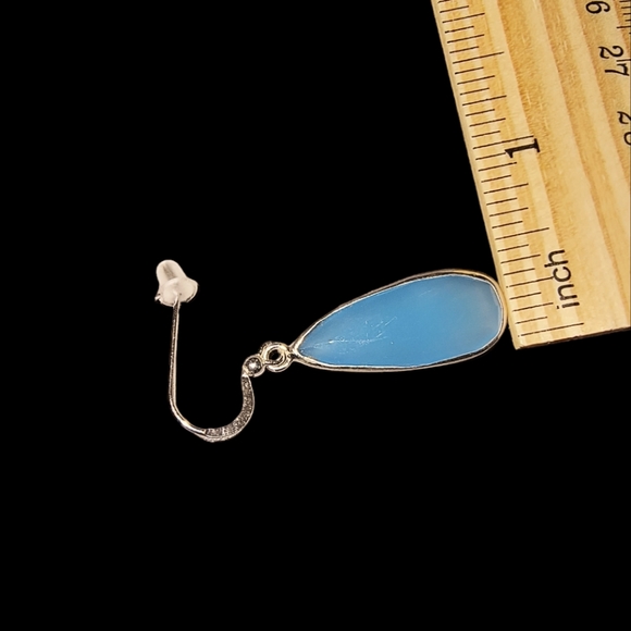 Blue Chalcedony & Sterling Silver Drop Earrings - Picture 6 of 8
